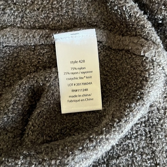 BAREFOOT DREAMS Cozychic Lite Coastal Cardigan #480 Brown Gray Sz 1X - Picture 8 of 11